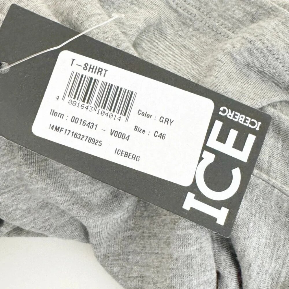 NWT Iceberg long sleeve turtleneck shirt size Large grey with black logo print - Picture 9 of 11